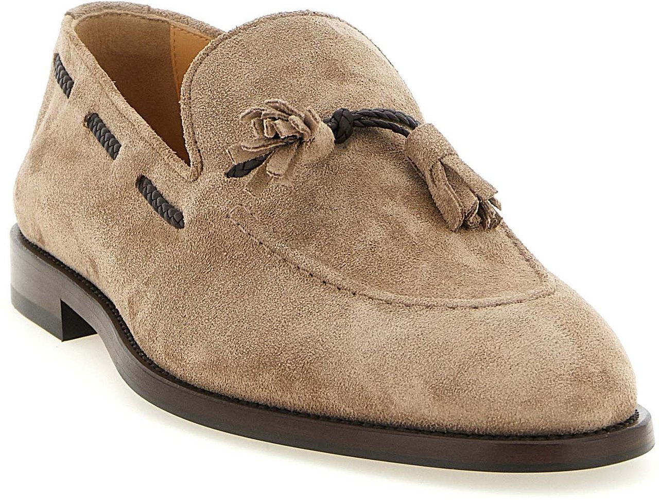 Brunello Cucinelli Brown Calfskin Slip-On Loafers Bruin