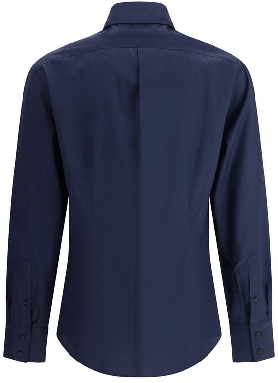Brunello Cucinelli Blue Cotton Shirt Blauw