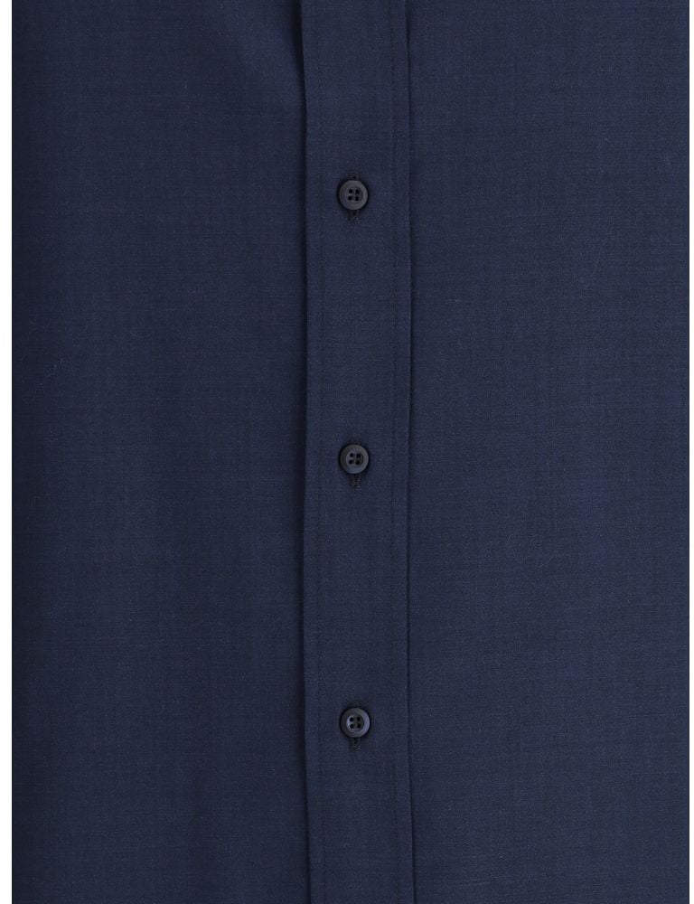 Brunello Cucinelli Blue Cotton Shirt Blauw