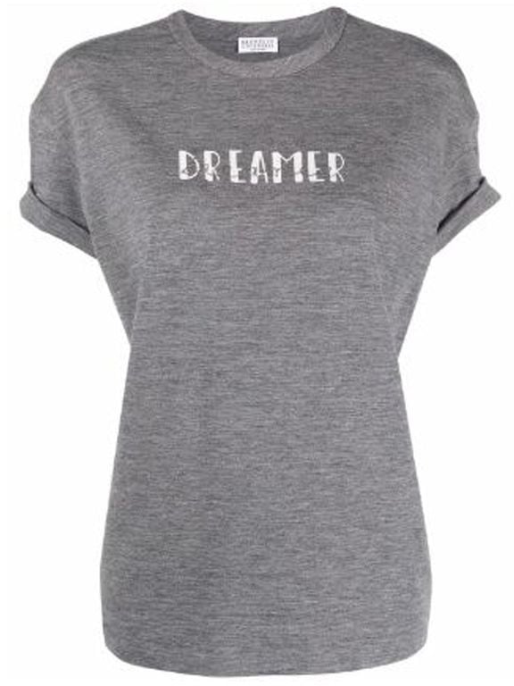 Brunello Cucinelli Brunello Cucinelli Gray Elastane T-Shirt Grijs