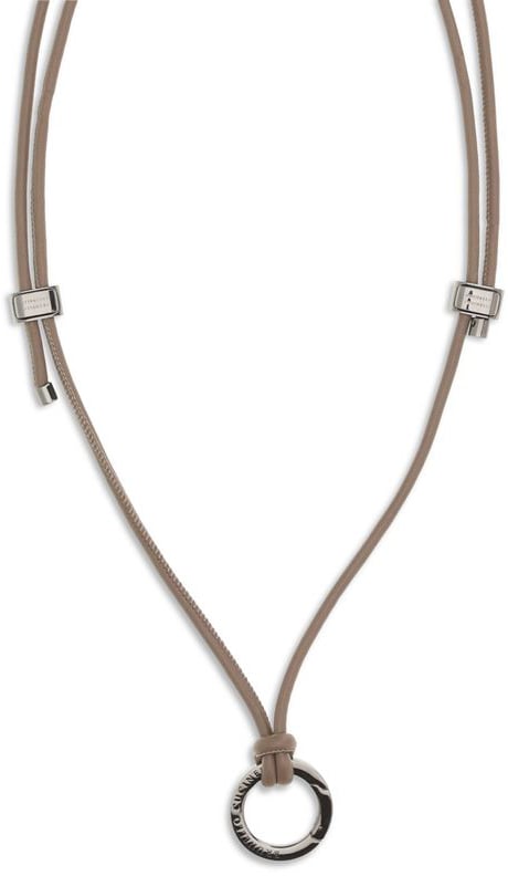 Brunello Cucinelli Brunello Cucinelli Black Calf Leather Bos Taurus Necklace Zwart