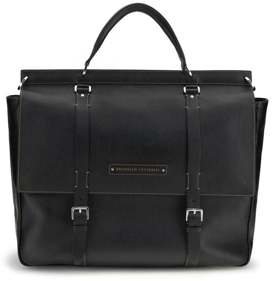 Brunello Cucinelli Brunello Cucinelli Black Calf Leather Bos Taurus Luggage And Travel Zwart