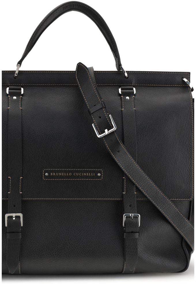 Brunello Cucinelli Brunello Cucinelli Black Calf Leather Bos Taurus Luggage And Travel Zwart