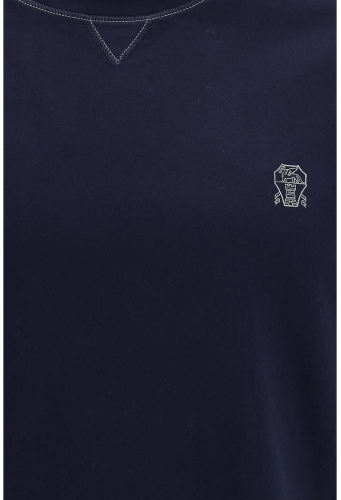 Brunello Cucinelli Blue Cotton T-Shirt Blauw