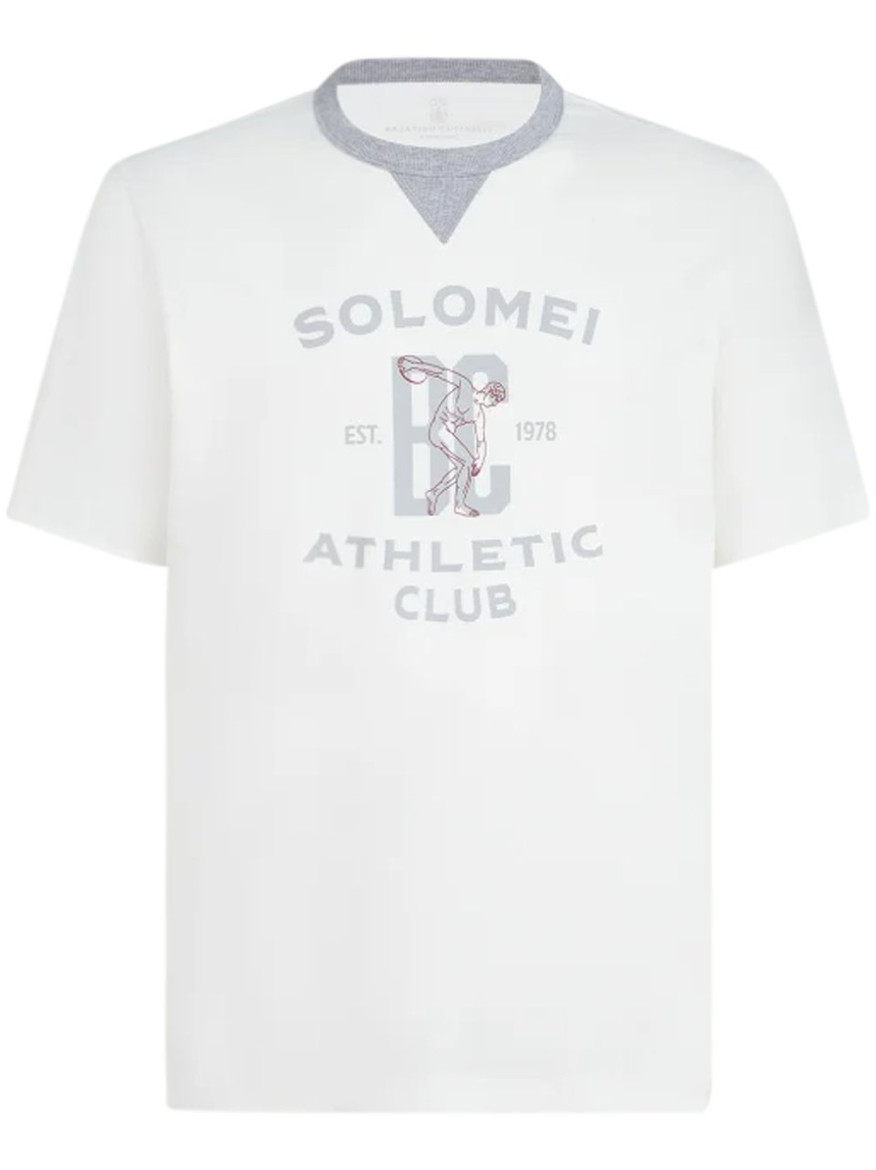 Brunello Cucinelli Classic White T-Shirt with Vintage Graphic Print Wit