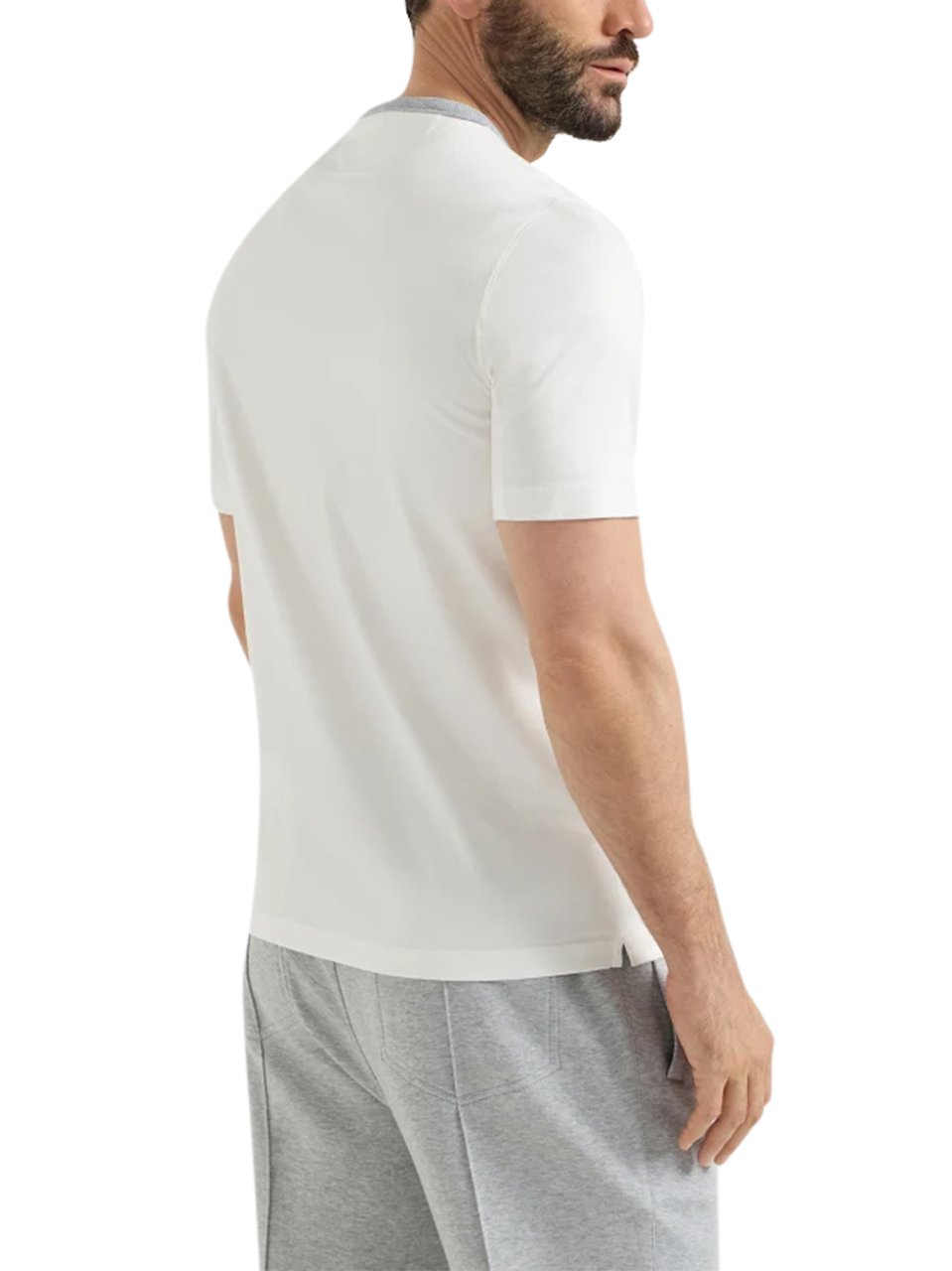 Brunello Cucinelli Classic White T-Shirt with Vintage Graphic Print Wit