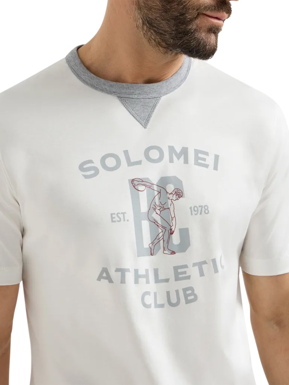 Brunello Cucinelli Classic White T-Shirt with Vintage Graphic Print Wit