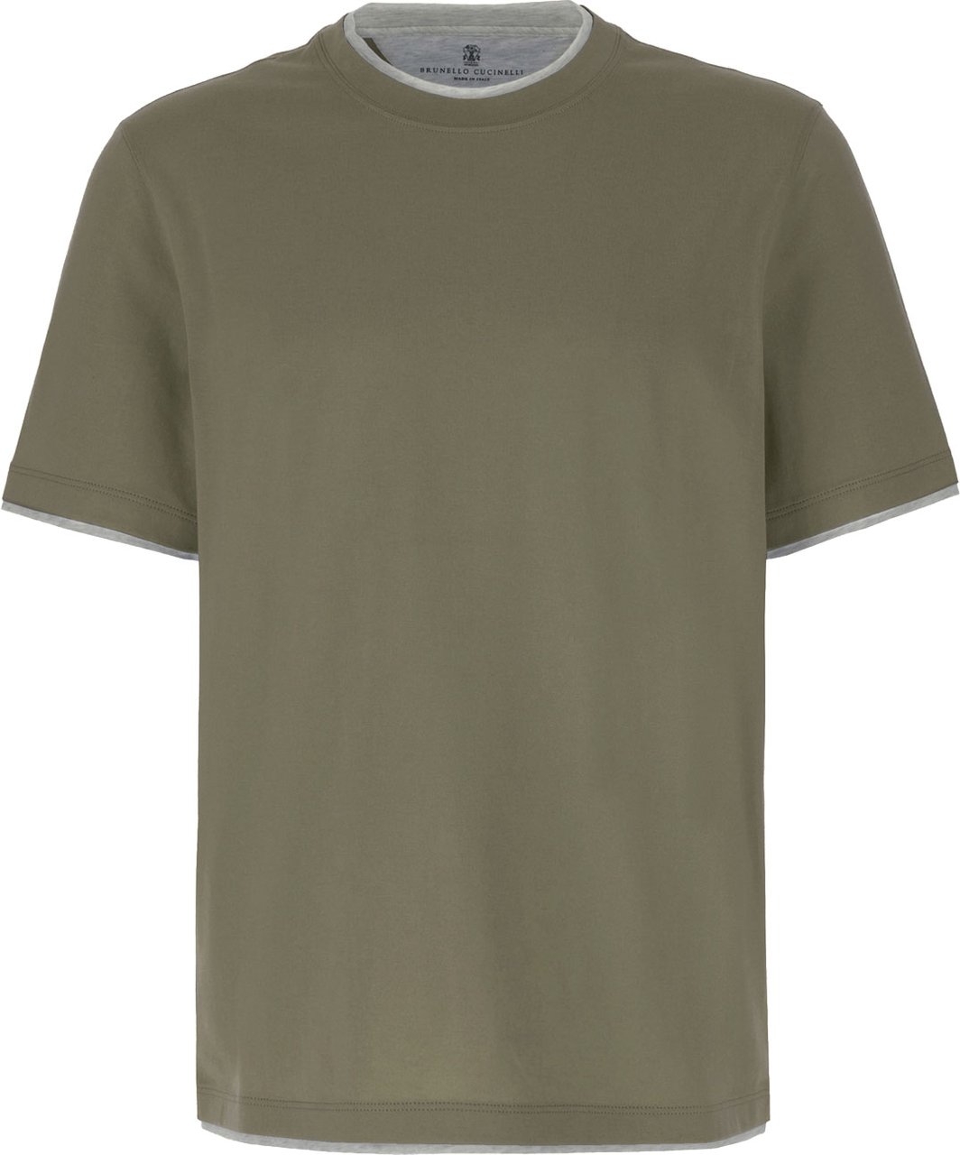 Brunello Cucinelli Military green cotton T-shirt Groen