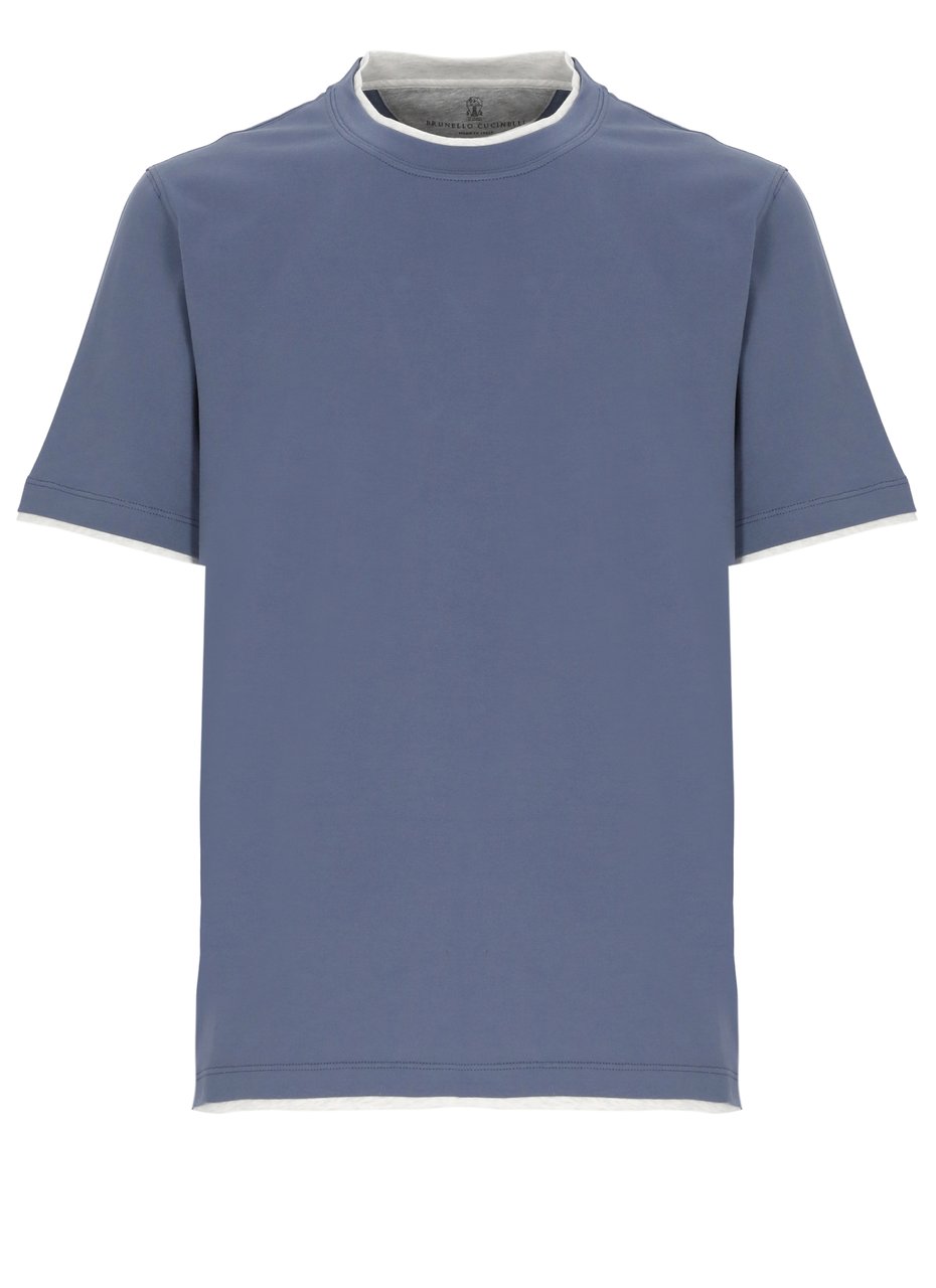 Brunello Cucinelli T-Shirts And Polos Blue Blauw