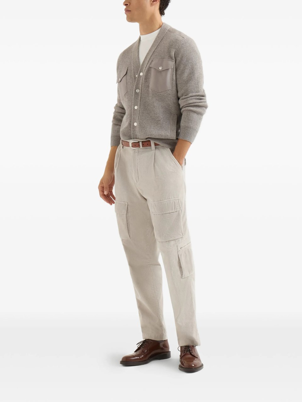 Brunello Cucinelli Cotton Embroidered Logo Crewneck T-Shirt Wit