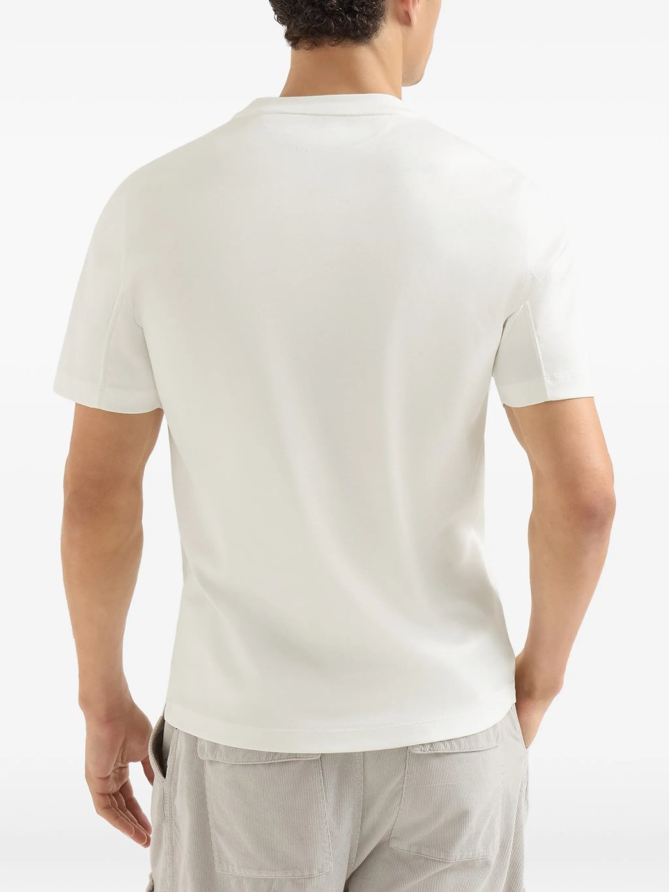 Brunello Cucinelli Cotton Embroidered Logo Crewneck T-Shirt Wit