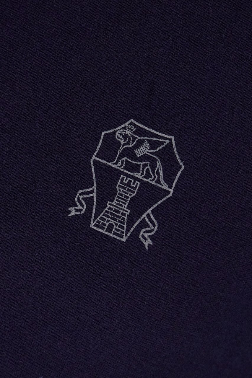Brunello Cucinelli Navy blue cotton t-shirt Blauw