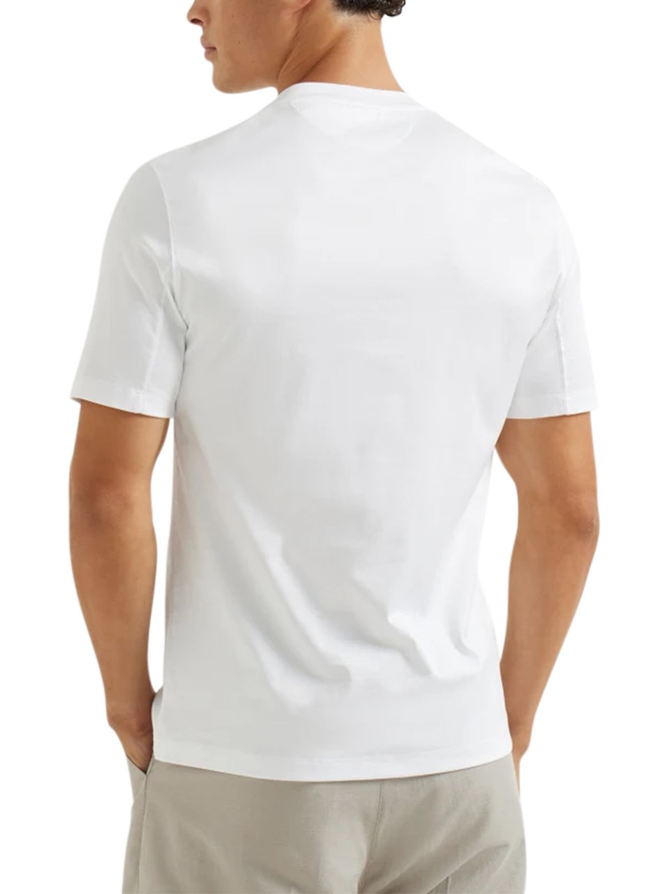 Brunello Cucinelli Classic White Short-Sleeve T-Shirt with Subtle Print Wit
