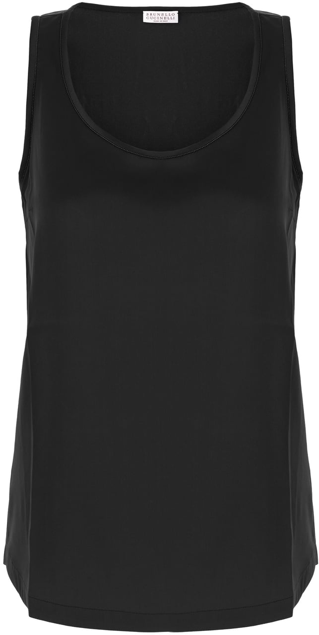 Brunello Cucinelli Brunello Cucinelli Black stretch silk top Zwart