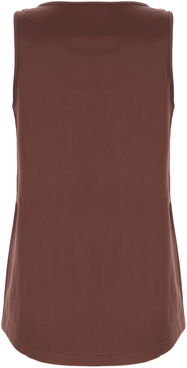 Brunello Cucinelli Brunello Cucinelli Chocolate stretch silk top Bruin