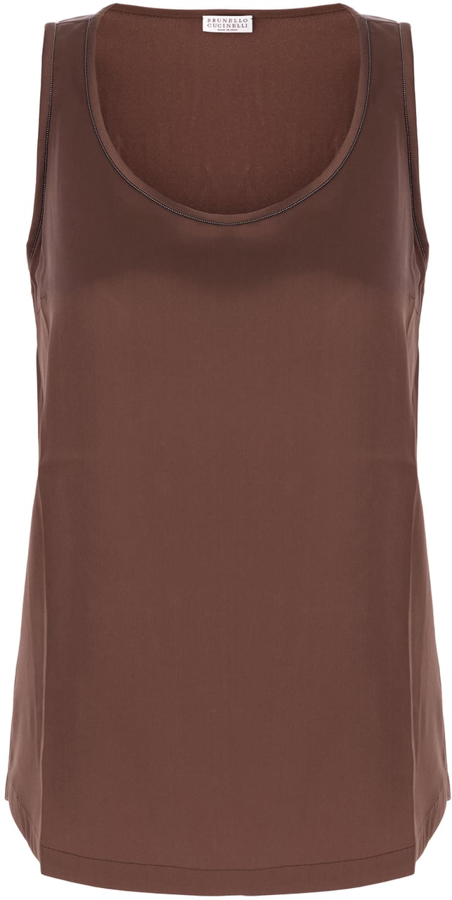 Brunello Cucinelli Brunello Cucinelli Chocolate stretch silk top Bruin