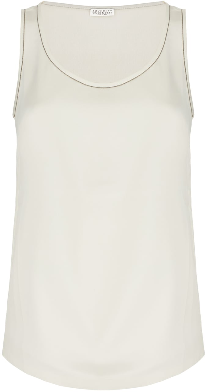 Brunello Cucinelli Brunello Cucinelli Chalk stretch silk top Wit