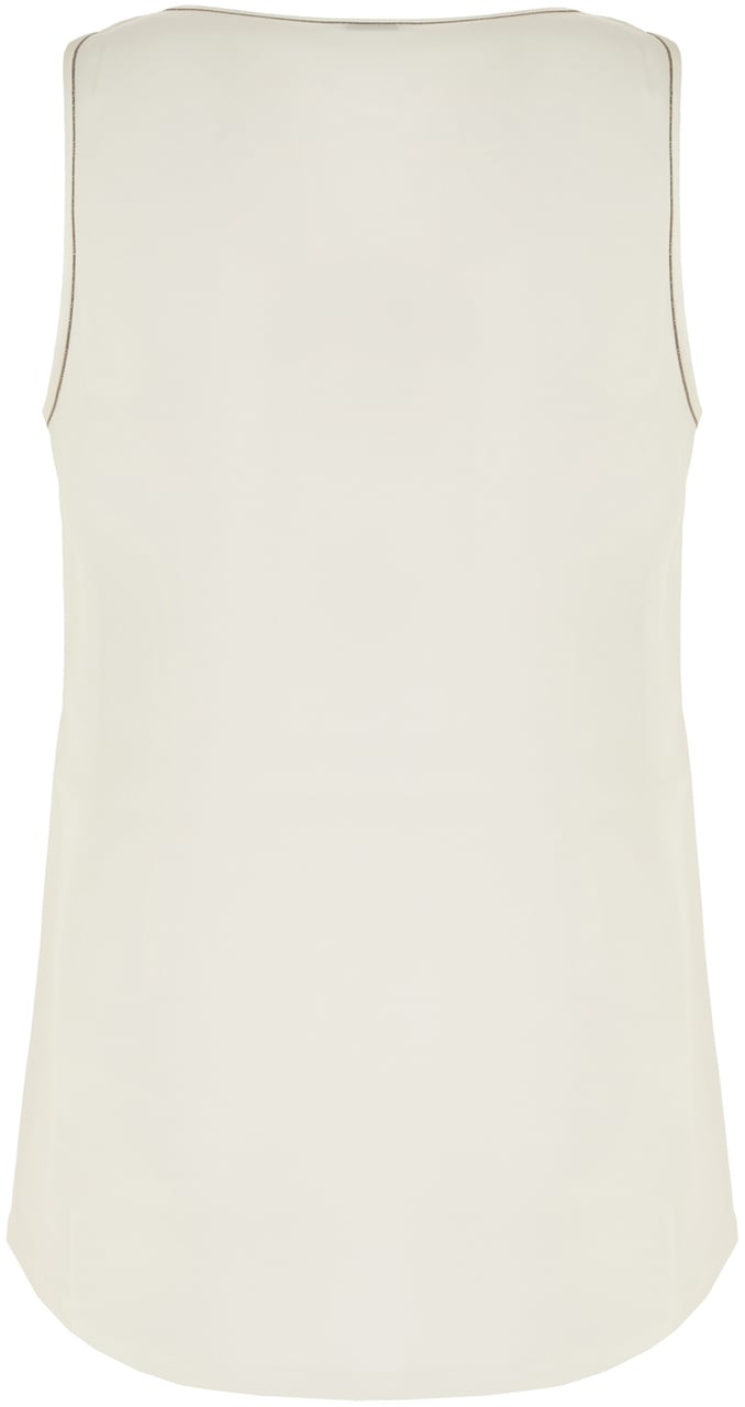 Brunello Cucinelli Brunello Cucinelli Chalk stretch silk top Wit