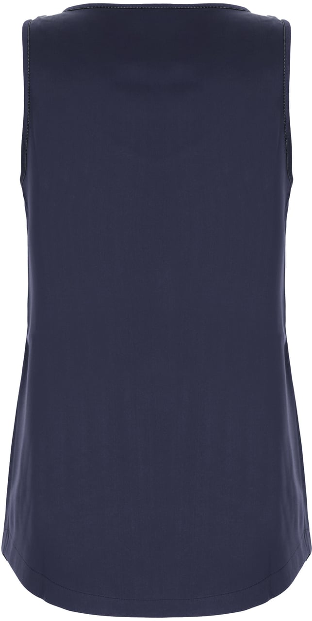 Brunello Cucinelli Brunello Cucinelli Navy blue stretch silk top Blauw