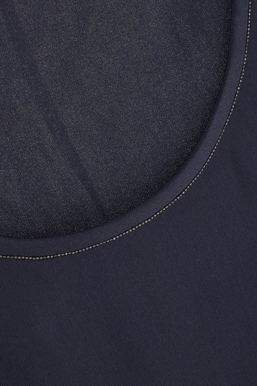 Brunello Cucinelli Brunello Cucinelli Navy blue stretch silk top Blauw