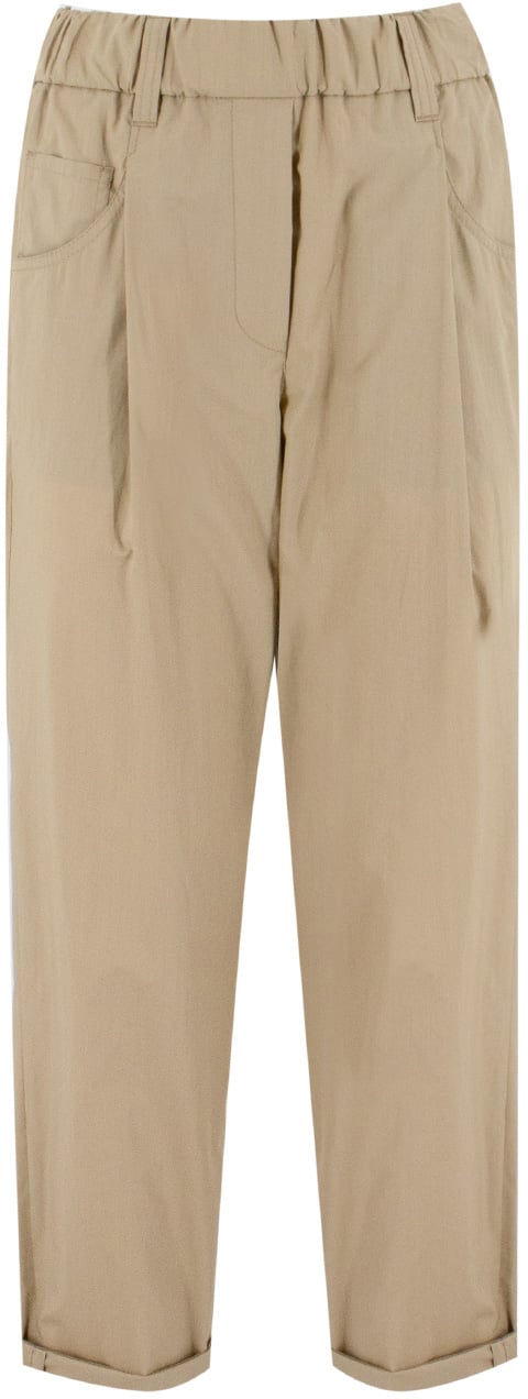 Brunello Cucinelli Cotton poplin trousers Beige