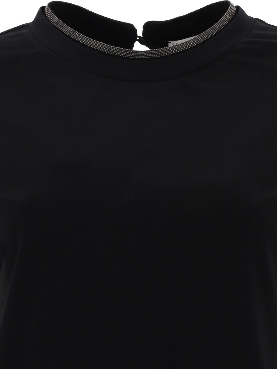 Brunello Cucinelli Cotton jersey T-shirt with Precious Faux Layering Zwart