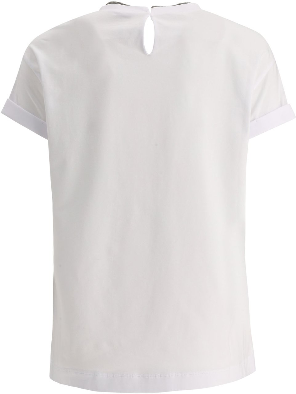 Brunello Cucinelli Cotton jersey T-shirt with Precious Faux Layering Wit
