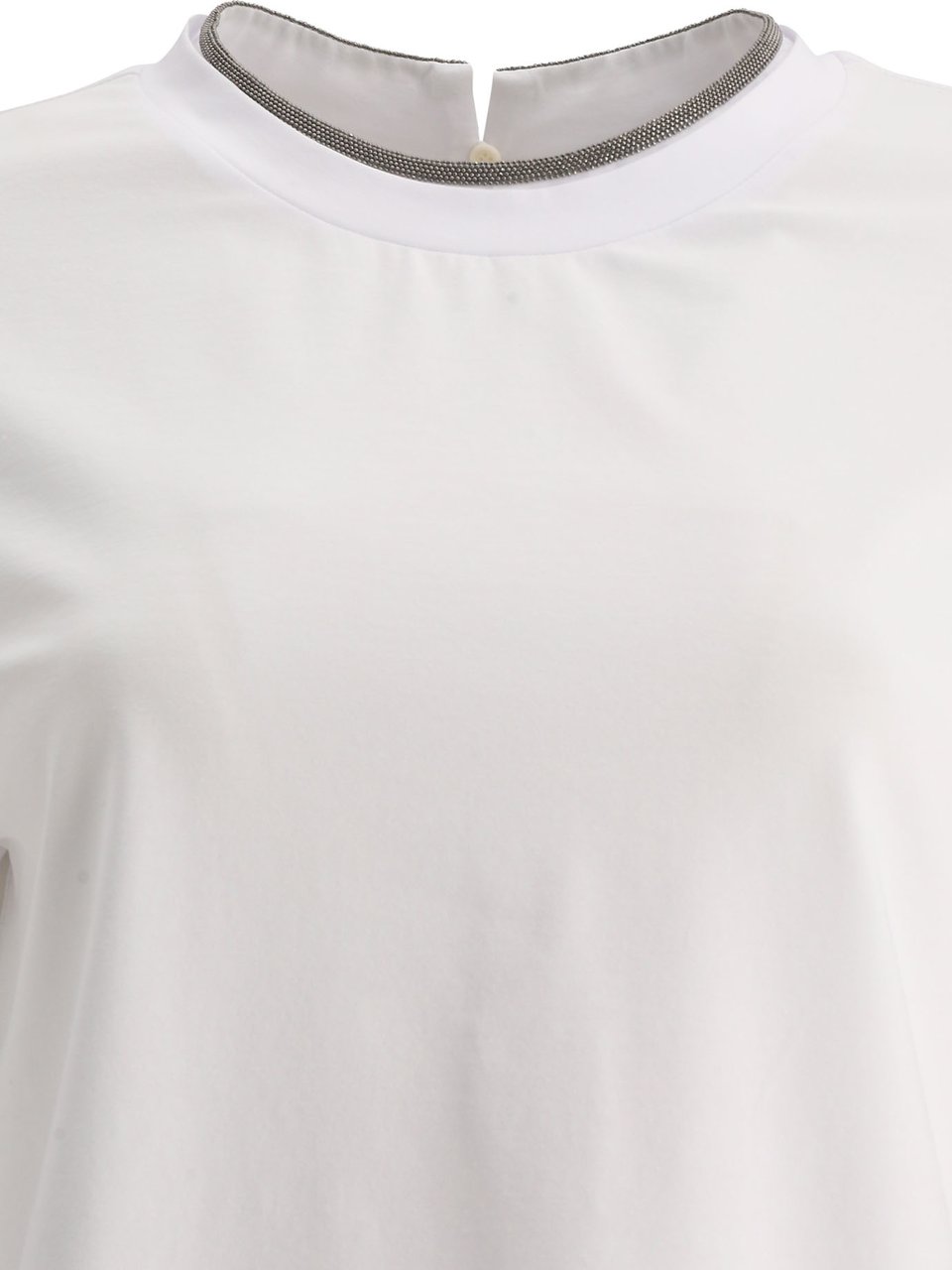 Brunello Cucinelli Cotton jersey T-shirt with Precious Faux Layering Wit