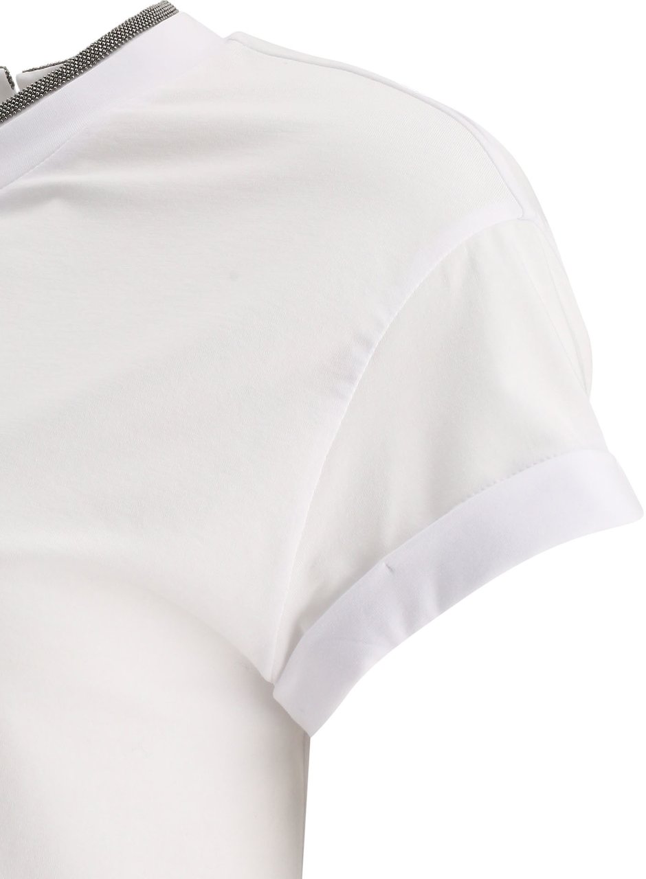 Brunello Cucinelli Cotton jersey T-shirt with Precious Faux Layering Wit