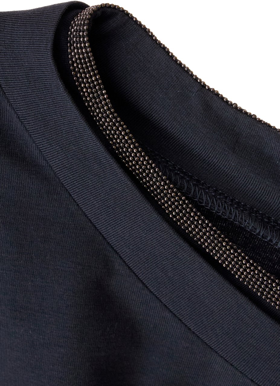 Brunello Cucinelli Brunello Cucinelli Midnight blue stretch cotton t-shirt Blauw