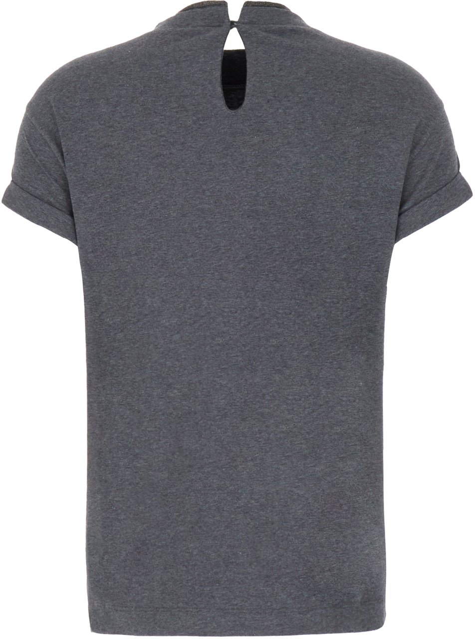 Brunello Cucinelli Melange grey stretch cotton t-shirt Grijs