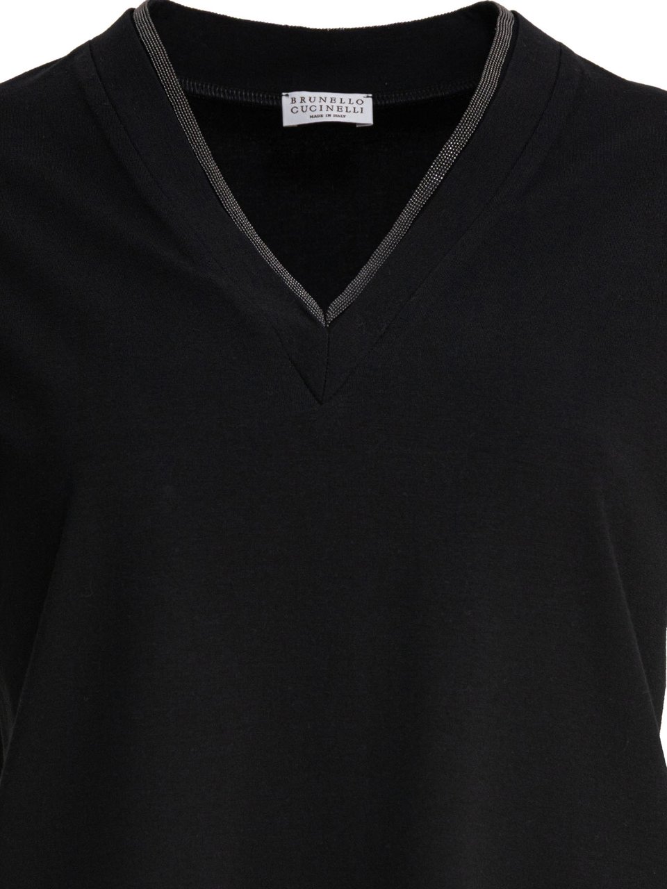 Brunello Cucinelli T-shirt with Shiny Contour Zwart