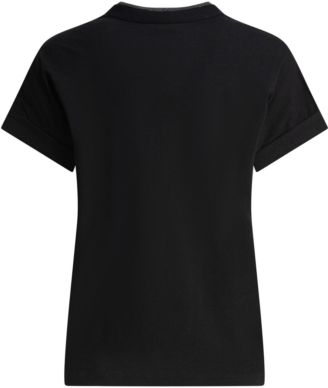 Brunello Cucinelli T-shirt with Shiny Contour Zwart