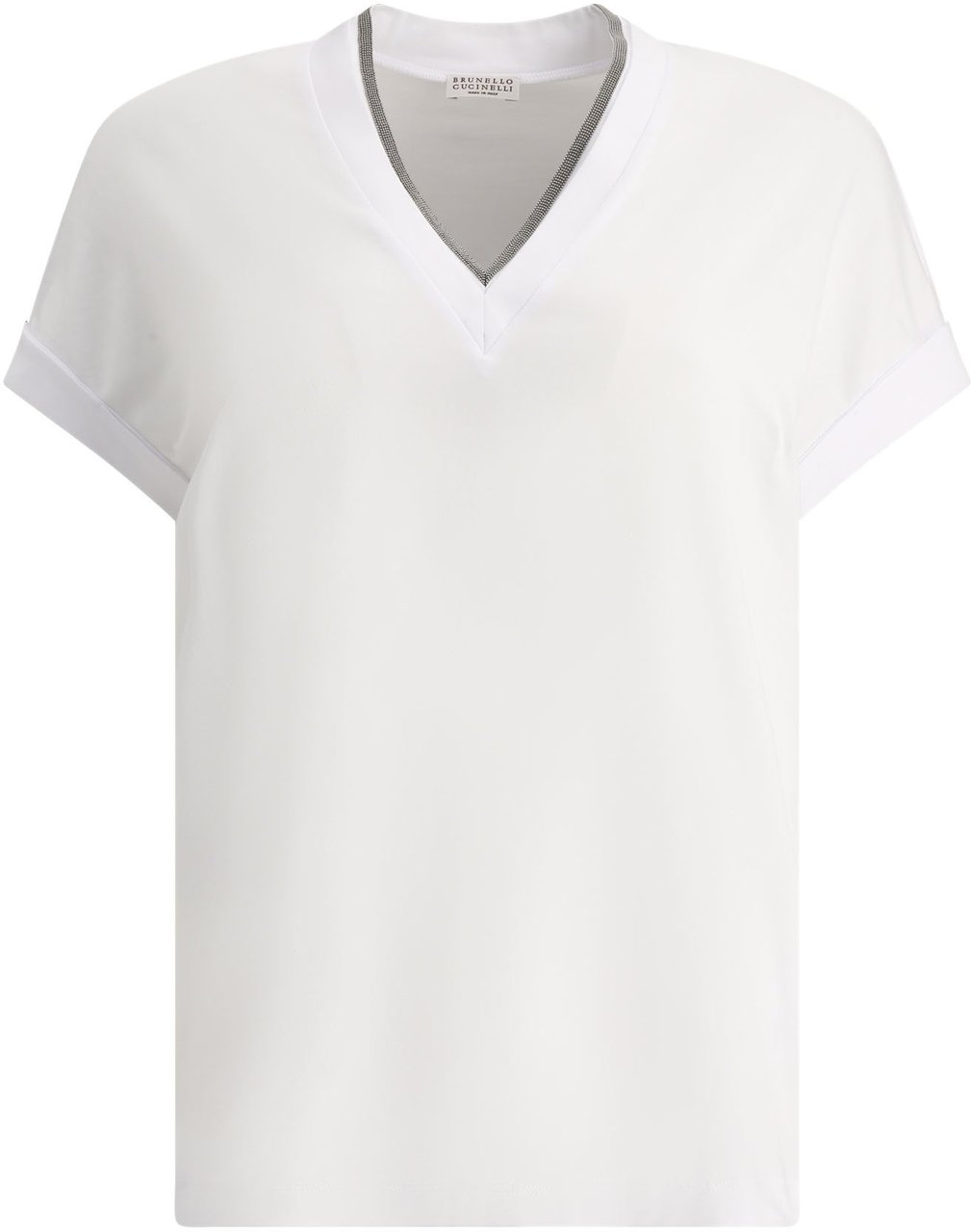 Brunello Cucinelli T-shirt with Shiny Contour Wit