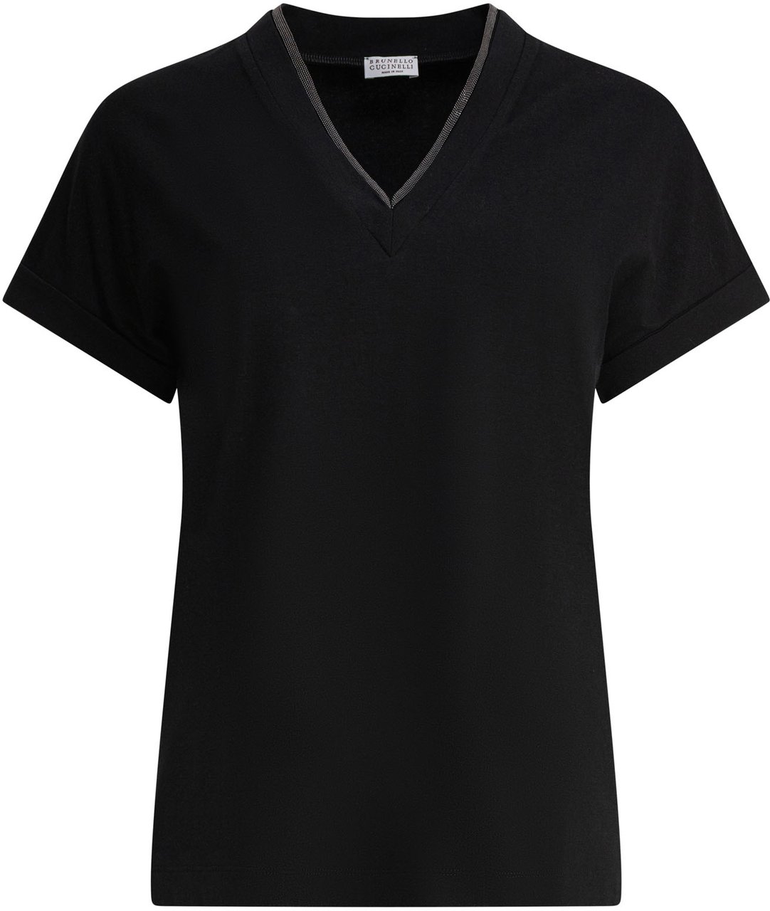 Brunello Cucinelli T-shirt with Shiny Contour Zwart