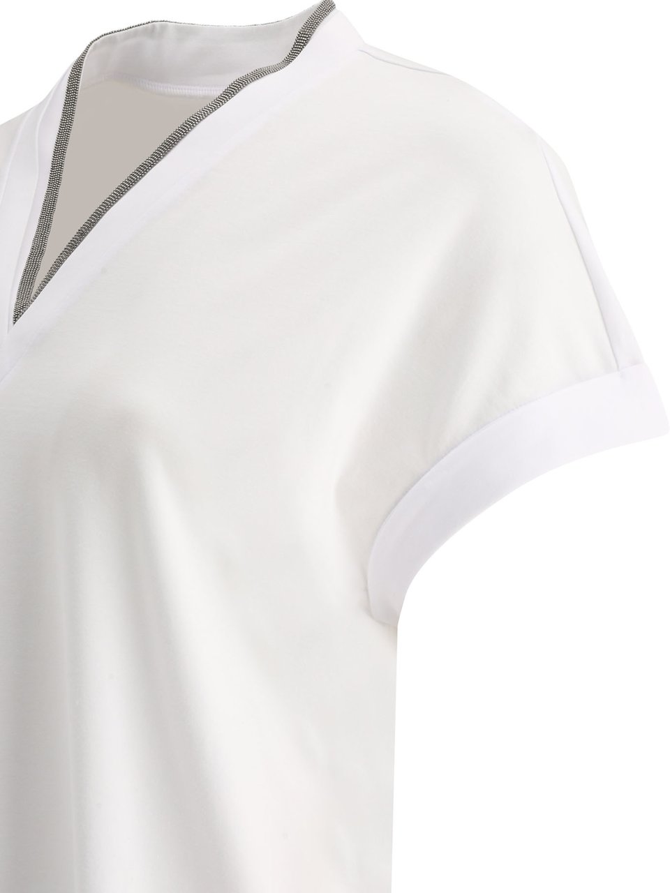 Brunello Cucinelli T-shirt with Shiny Contour Wit