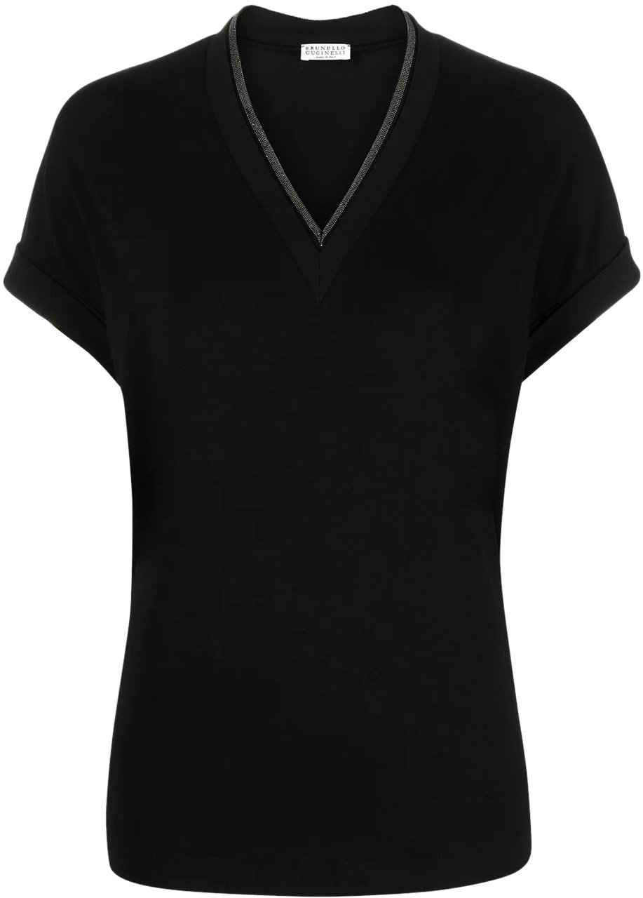 Brunello Cucinelli scollo v m/c black Zwart