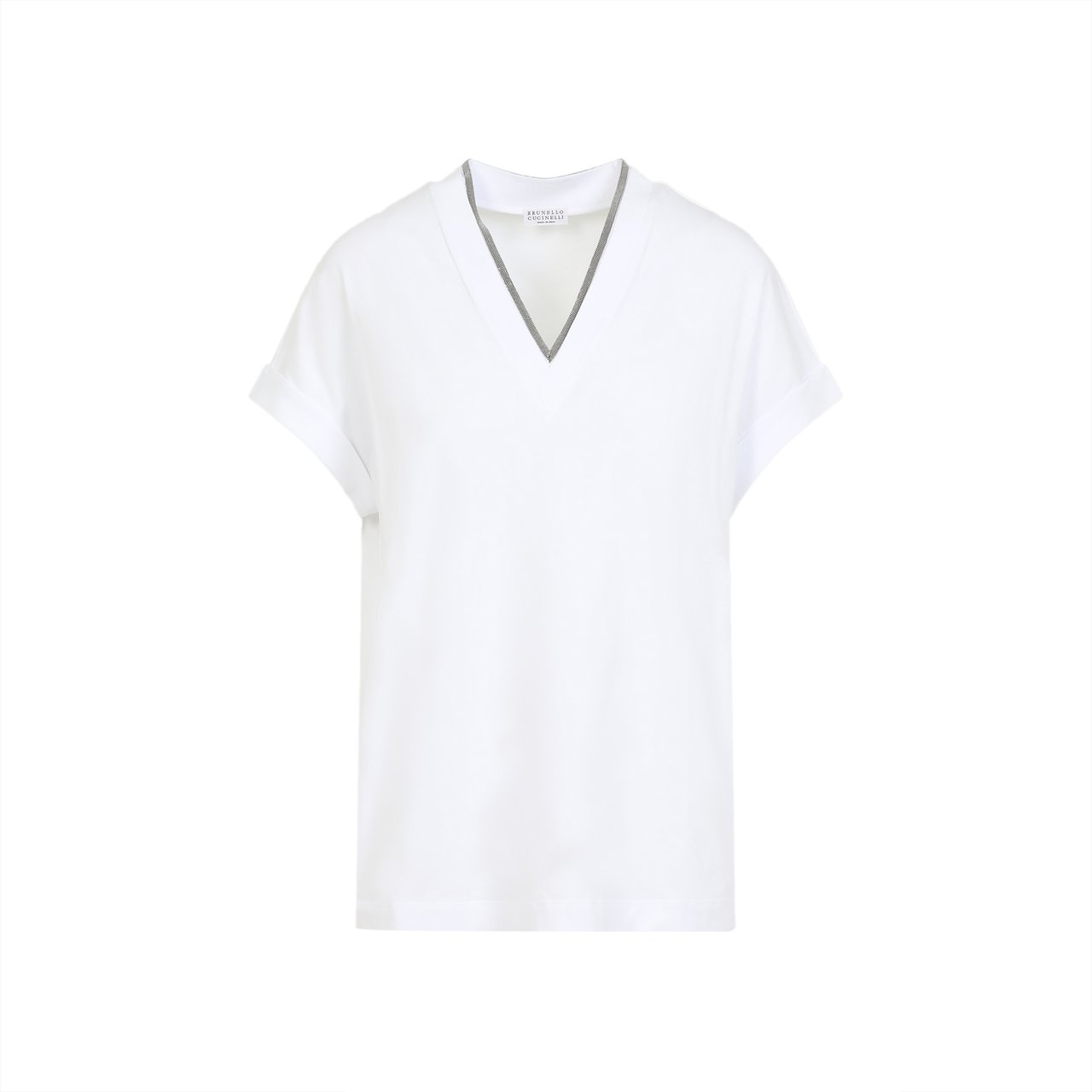 Brunello Cucinelli scollo v m/c white Wit