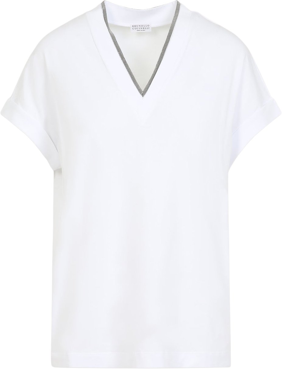 Brunello Cucinelli V-Neck Monile T-Shirt Divers