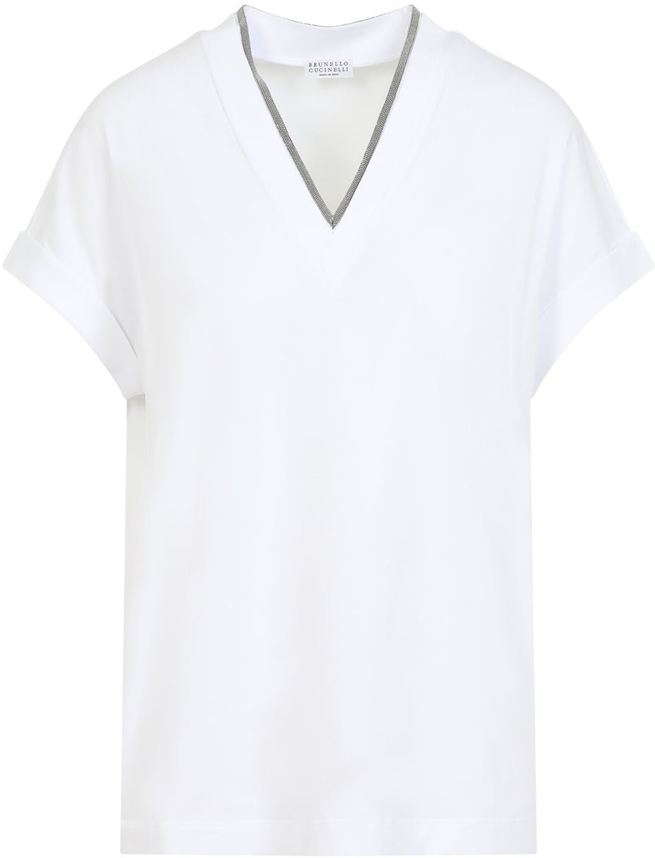 Brunello Cucinelli V-Neck Monile T-Shirt Divers