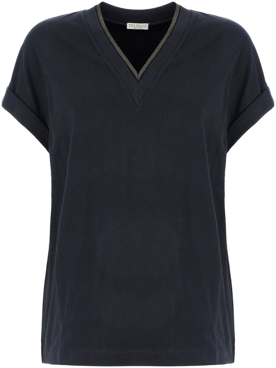 Brunello Cucinelli Brunello Cucinelli Navy blue stretch cotton t-shirt Blauw