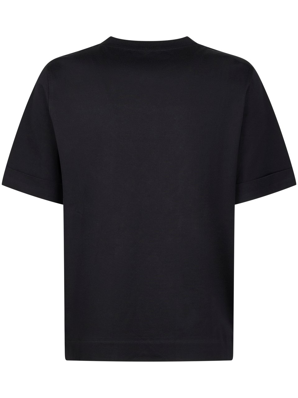 Brunello Cucinelli Cropped Boxy T-Shirt with Classic Crew Neckline Zwart