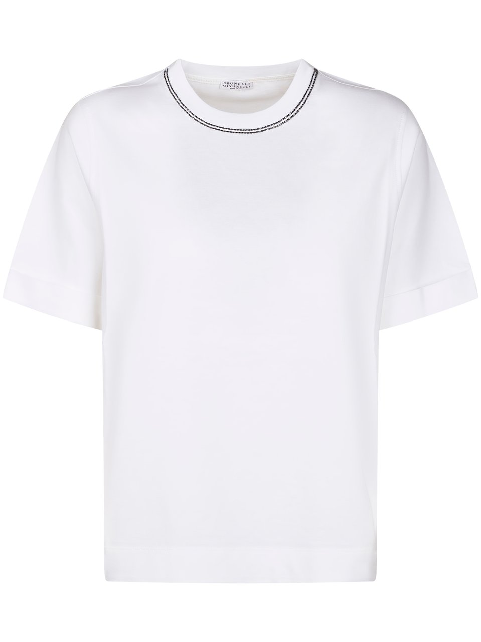 Brunello Cucinelli Cropped T-Shirt with Classic Round Neckline Wit