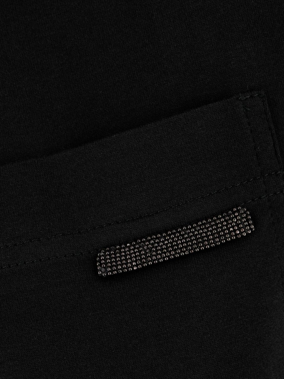 Brunello Cucinelli Black Decorated Pocket Cotton T-Shirt Zwart