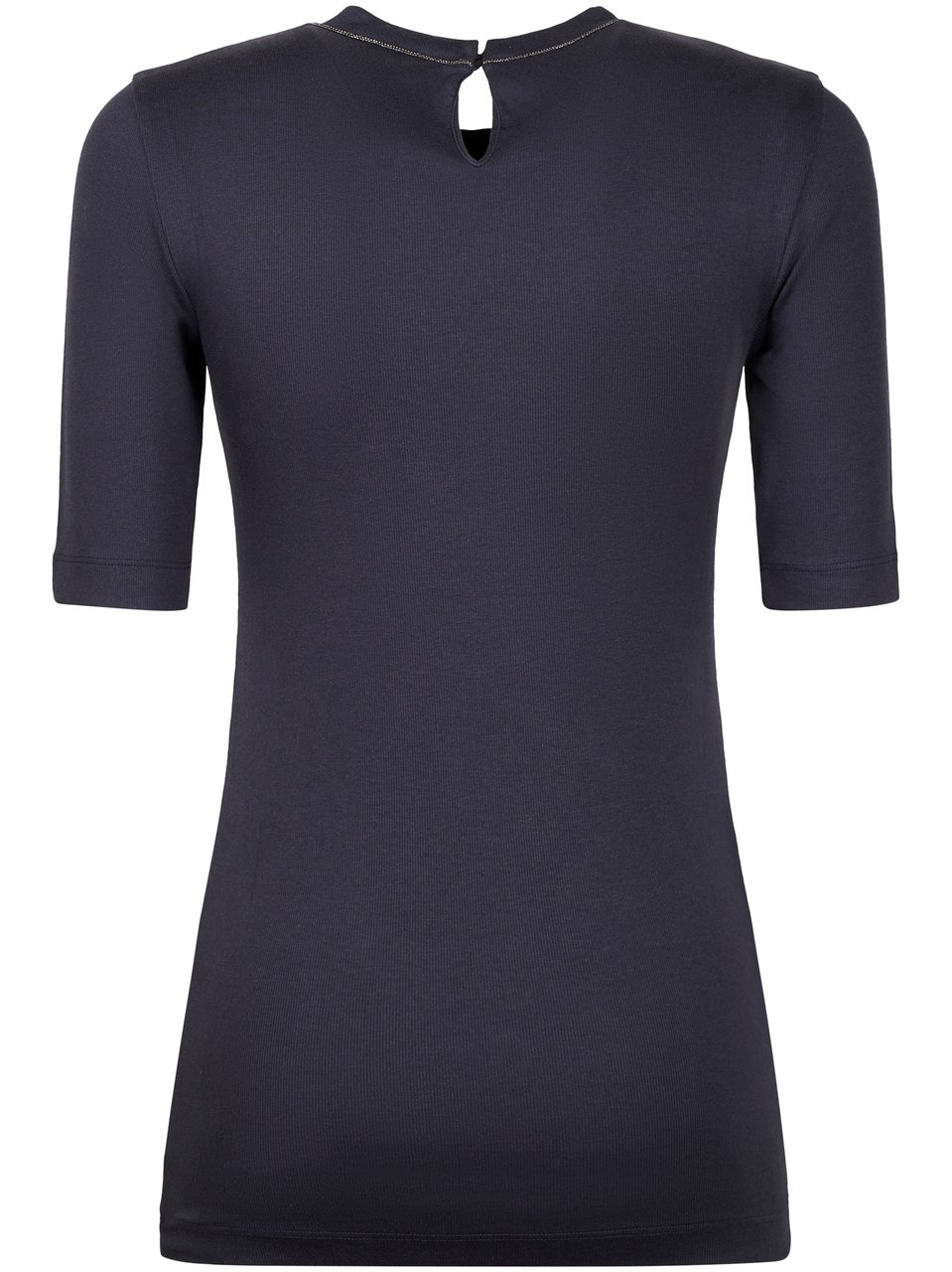 Brunello Cucinelli Fitted Black T-Shirt with Keyhole Back Closure Zwart