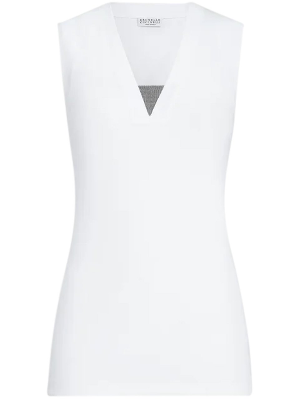 Brunello Cucinelli Sleeveless Tank Top with Mesh Insert Wit