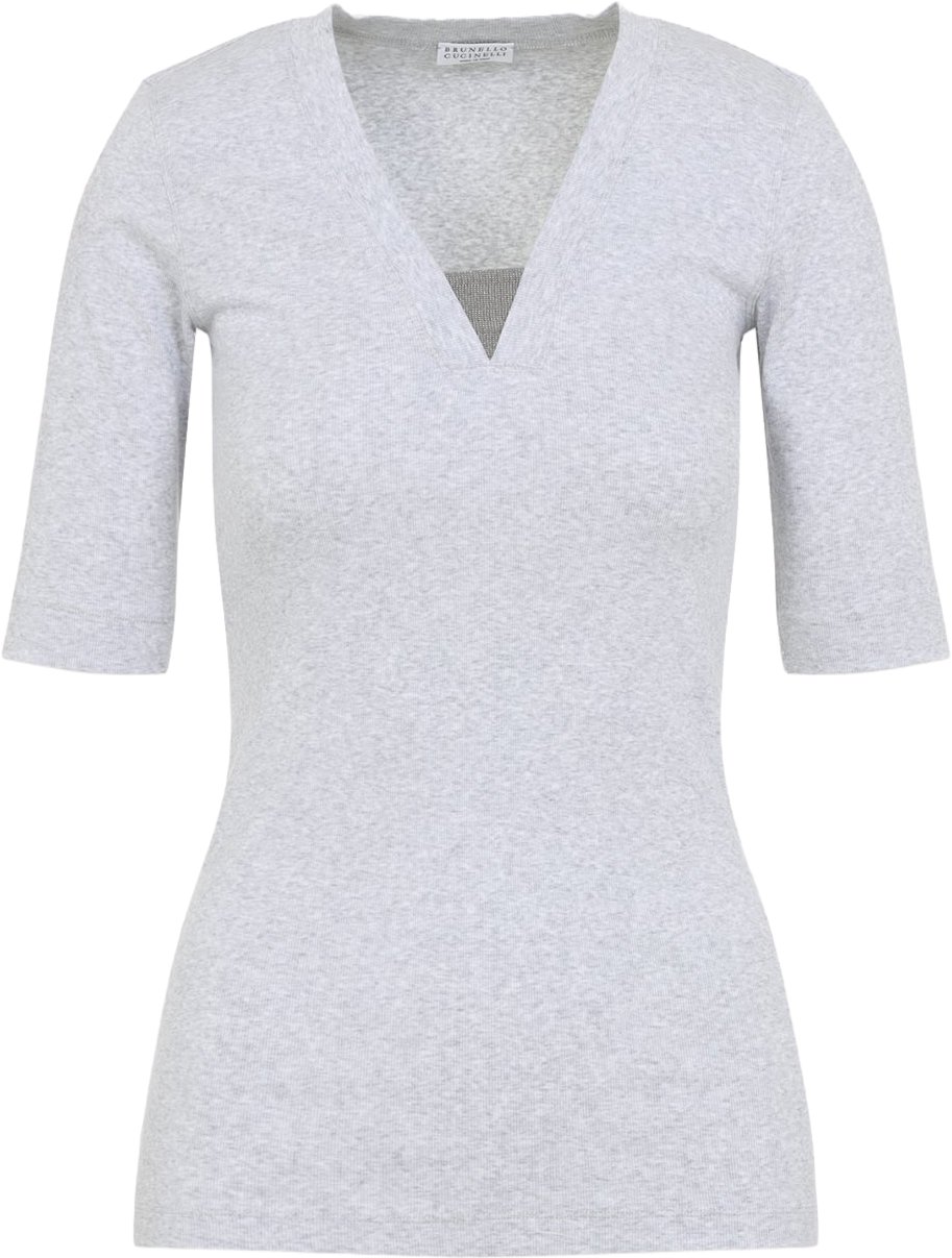 Brunello Cucinelli V-Neck Ribbed T-Shirt Divers