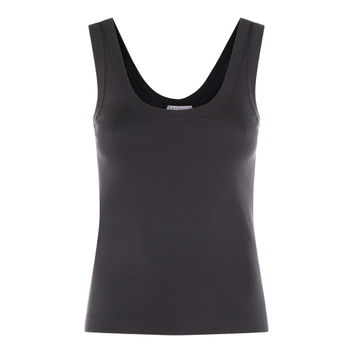Brunello Cucinelli Sleek Sleeveless Top with Scoop Neckline Zwart