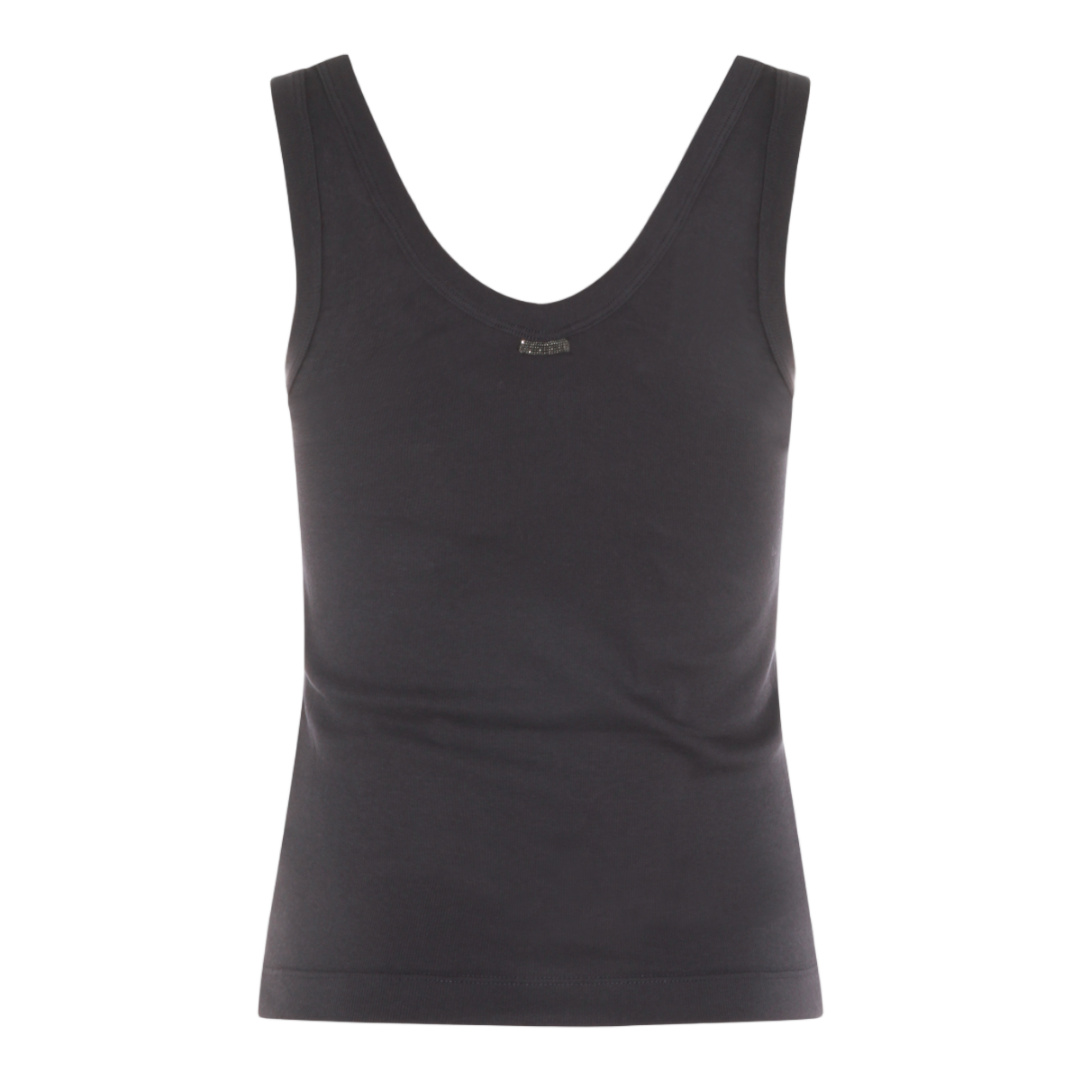 Brunello Cucinelli Sleek Sleeveless Top with Scoop Neckline Zwart