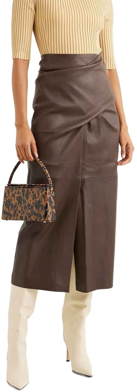 Brunello Cucinelli Brunello Cucinelli Leather Skirt Bruin